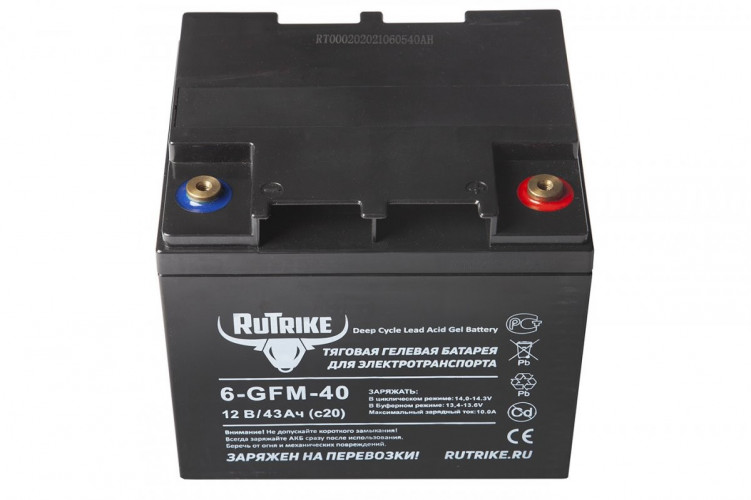 Тяговый гелевый аккумулятор RuTrike 6-GFM-40A (12V43A/H C20) в Волгограде