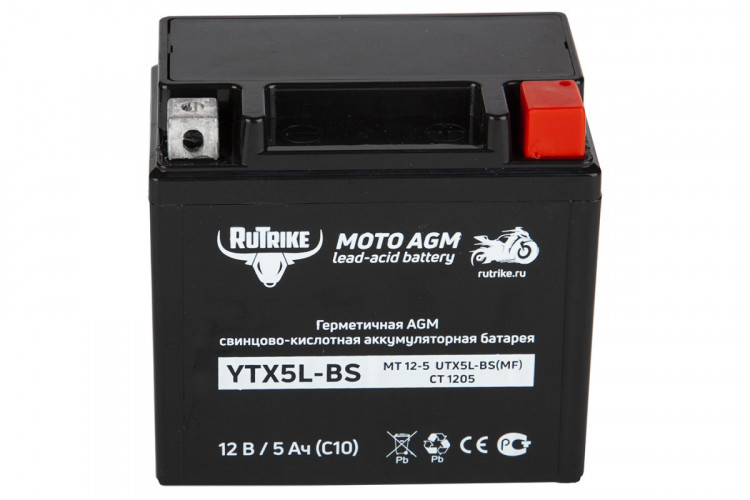 Аккумулятор стартерный для мототехники Rutrike YTX5L-BS (12V/5Ah) в Волгограде