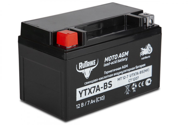 Аккумулятор стартерный для мототехники Rutrike YTX7A-BS (12V/7Ah) в Волгограде