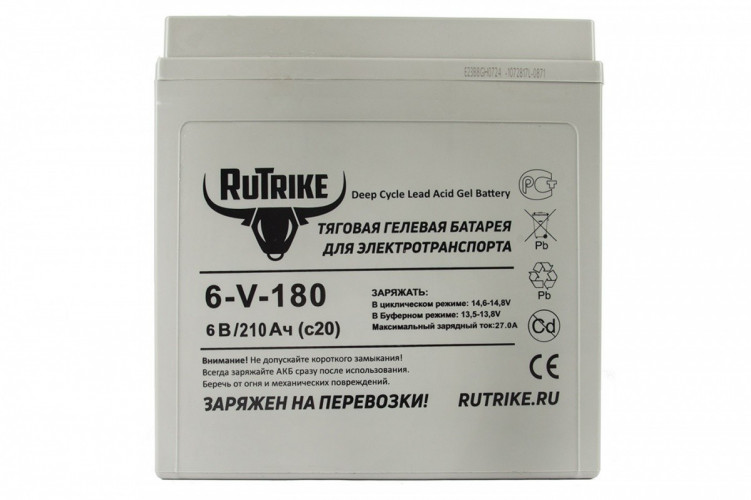 Тяговый гелевый аккумулятор RuTrike 3-EVF-180A (6V180A/H C3) в Волгограде