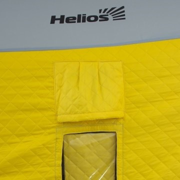 Палатка для рыбалки Helios утепл. Куб 1,8х1,8 желтый/серый в Волгограде