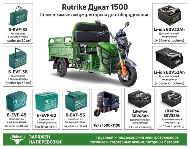 Грузовой электрический трицикл RuTrike Дукат 1500 в Волгограде